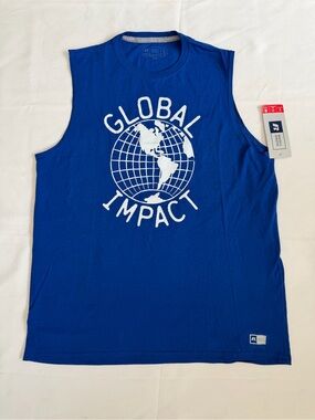 UPF 30+ Dry-power Odor protection Blue Men's Tank Top sz L. T077